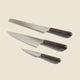 Our place kitchen knife set, chefs knife, serrated knife and precise pairing knife
